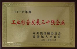 公司獲錢清鎮“工業綜合發展三十強企業”榮譽稱號